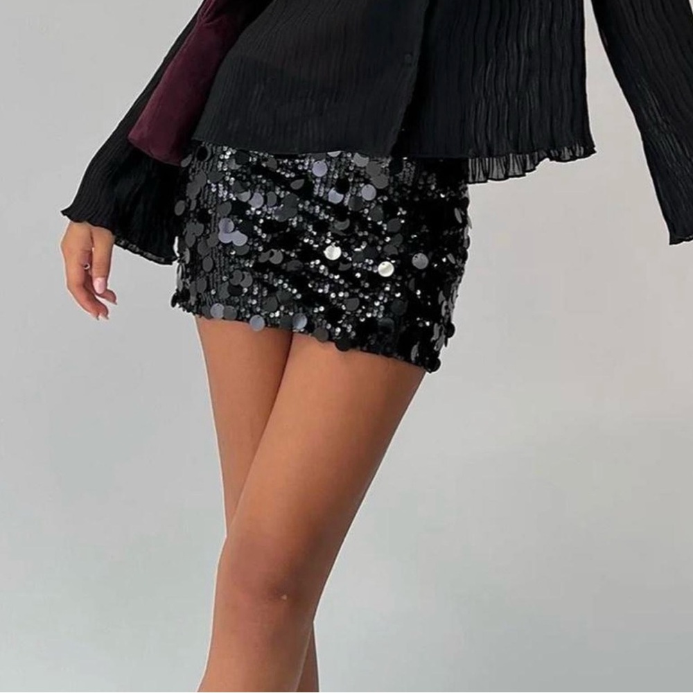 Princess Polly Black Sequin Mini Skirt